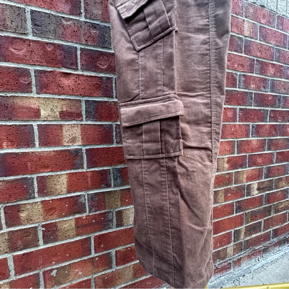 Angel Kiss Cargo Corduroy Pants Brown Streetware Barrel Leg BOHO